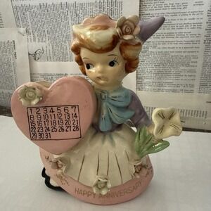 Vintage Bristol Products Japan ceramic  CALENDAR gIrl planter CONGRATULATIONS